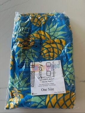 LuLaRoe Pineapple Print One Size leggings  - Blue, Yellow, Green